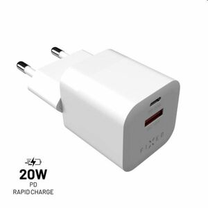 FIXED Sieťová mini nabíjačka USB-C/USB, PD, QC 3.0, 20 W, biela kép