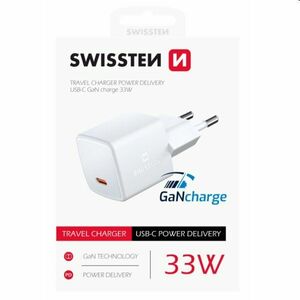 Mini Adaptér Swissten GaN USB-C 33 W POWER DELIVERY, biela kép