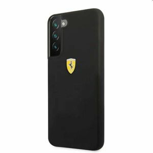 Zadný kryt Ferrari Liquid Silicone Metal Logo pre Samsung Galaxy S22 Plus, čierna kép