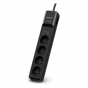 CyberPower P0420SUD0-FR, prepäťová ochrana, 4x FR zásuvka, 2x USB, čierna kép