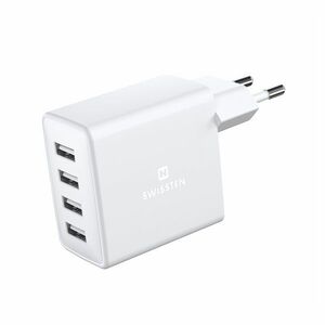 Adaptér Swissten 4 x USB 4 a 20 W, biela kép