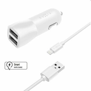 FIXED Autonabíjačka Smart Rapid Charge 2 x USB s káblom USB/Lightning MFI 1 m, 15 W, biela kép