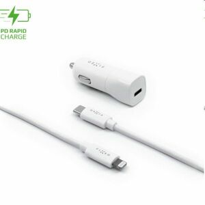 FIXED Autonabíjačka USB-C s káblom USB-C/Lightning MFI, PD, 1 m, 18 W, biela kép