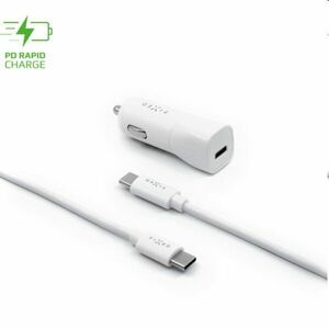 FIXED Autonabíjačka USB-C s káblom USB/USB-C, PD, 1 m, 18 W, biela kép