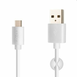 FIXED Dátový a nabíjací kábel USB/USB-C, USB 2.0, 60 W, 1 m, biely kép