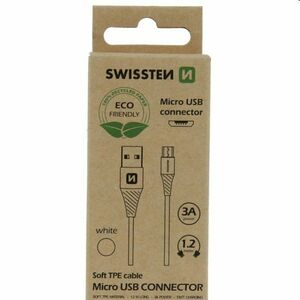 Swissten Data Cable Textile USB / Micro USB 1, 2 m, biely, eco balenie kép