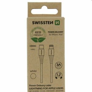 Swissten Data Cable Textile USB-C / Lightning 1, 2 m, biely kép