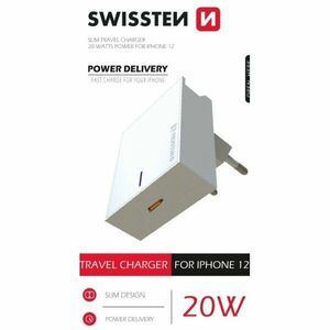 Rýchlonabíjačka Swissten Power Delivery 20 W s 1x USB-C pre iPhone 12, biela kép