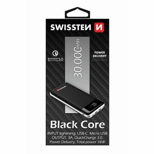 Swissten čierna Core Slim powerbanka 30000 mAh kép