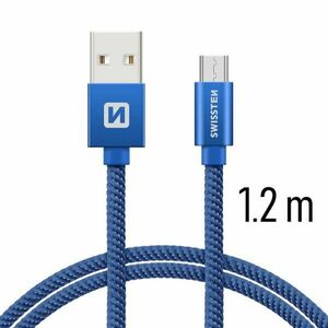 Dátový kábel Swissten textilný s Micro-USB konektorom a podporou rýchlonabíjania, modrý kép