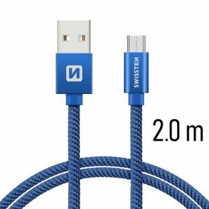 Dátový kábel Swissten textilný s Micro-USB konektorom a podporou rýchlonabíjania, modrý kép