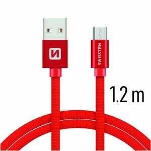 Dátový kábel Swissten textilný s Micro-USB konektorom a podporou rýchlonabíjania, červený kép