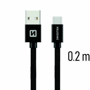 Dátový kábel Swissten textilný s USB-C konektorom a podporou rýchlonabíjania, čierny kép