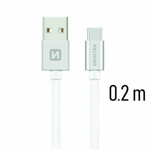 Dátový kábel Swissten textilný s USB-C konektorom a podporou rýchlonabíjania, strieborný kép