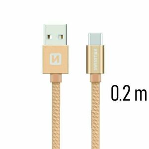 Dátový kábel Swissten textilný s USB-C konektorom a podporou rýchlonabíjania, zlatý kép