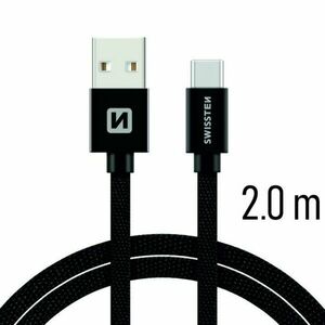 Dátový kábel Swissten textilný s USB-C konektorom a podporou rýchlonabíjania, čierny kép