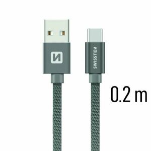 Dátový kábel Swissten textilný s USB-C konektorom a podporou rýchlonabíjania, sivý kép