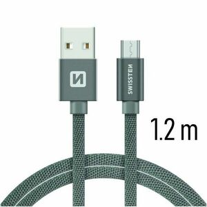 Dátový kábel Swissten textilný s Micro-USB konektorom a podporou rýchlonabíjania, sivý kép