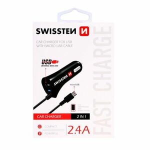 Autonabíjačka Swissten 2.4A so zabudovaným Micro-USB káblomaUSB konektorom kép