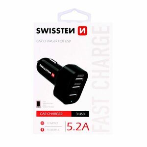 Autonabíjačka Swissten 5.2A s 3 USB vstupmi kép