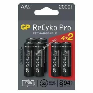 GP ReCyko Pro Ni-MH ceruza akku HR6 (AA) 2000mAh 4+2db kép