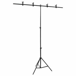 vidaXL fekete háttér állvány T-alakú 151x60x(70-200) cm kép