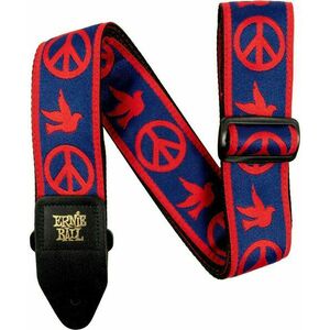 Ernie Ball Classic Jacquard Textil gitár heveder Red & Blue Peace Love Dove kép