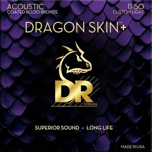 DR Strings Dragon Skin+ Coated 80/20 Custom Light 11-50 Akusztikus gitárhúrok kép