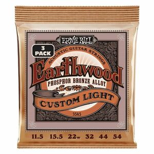 Ernie Ball 3545 Earthwood Custom Light Phosphor Bronze 3-Pack kép