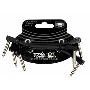 Ernie Ball Flex Patch Cable 3" Black 3-Pack kép