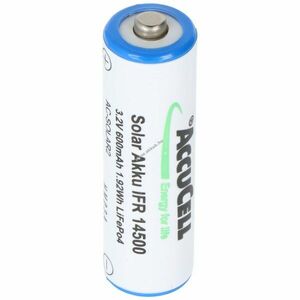 IFR 14500/AA Solar akku Lithium, 3.2V, 600mAh, LiFePo4 - Kiárusítás! kép