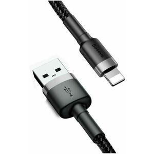 Baseus iPhone Lightning gyors adat, töltőkábel 2.4A 0, 5m, Szürke-Fekete kép