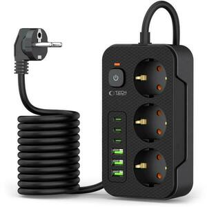 3 Plug + 6 USB 2 m Switch kép