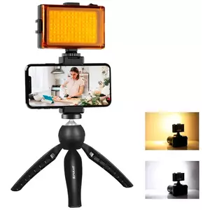 Puluz Live broadcast kit tripod mount + LED lamp + phone clamp kép