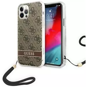 Tok Guess GUOHCP12MH4STW iPhone 12/12 Pro brown hardcase 4G Print Strap (GUOHCP12MH4STW) kép