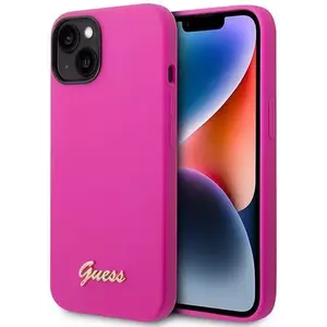 Tok Guess GUHCP14SSLSMF iPhone 14 6, 1" fuschia hard case Silicone Vintage Gold Logo (GUHCP14SSLSMF) kép