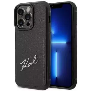 Tok Karl Lagerfeld iPhone 14 Pro 6, 1" hardcase black Signature Logo Cardslot (KLHCP14LCSSK) kép