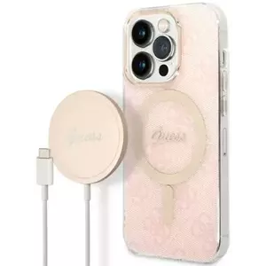 Tok Guess Case + Charger Set iPhone 14 Pro Max 6, 7" pink hard case 4G Print MagSafe (GUBPP14XH4EACSP) kép