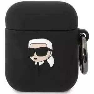 Tok Karl Lagerfeld AirPods 1/2 cover black Silicone Karl Head 3D (KLA2RUNIKK) kép