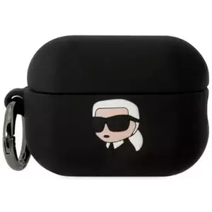 Tok Karl Lagerfeld AirPods Pro 2 cover black Silicone Karl Head 3D (KLAP2RUNIKK) kép