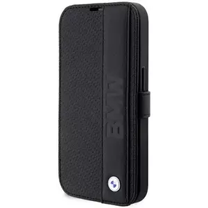 Tok BMW iPhone 14 Pro 6, 1" black bookcase Leather Textured&Stripe (BMBKP14L22RDPK) kép