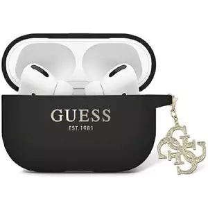 Tok Guess GUAP2LECG4K AirPods Pro 2 cover black Liquid Silicone Glitter Triangle Charm (GUAP2LECG4K) kép