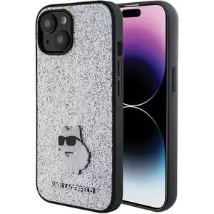 Tok Karl Lagerfeld KLHCP15SGCNPSG iPhone 15 6.1" silver hardcase Fixed Glitter Choupette Logo Metal Pin (KLHCP15SGCNPSG) kép