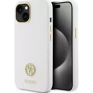 Tok Guess GUHCP15SM4DGPH iPhone 15 6.1" white hardcase Silicone Logo Strass 4G (GUHCP15SM4DGPH) kép