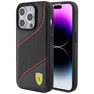 Tok Ferrari FEHCP15LPWAK iPhone 15 Pro 6.1" black hardcase Perforated Waves Metal Logo (FEHCP15LPWAK) kép