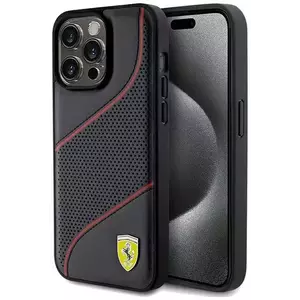 Tok Ferrari FEHCP15XPWAK iPhone 15 Pro Max 6.7" black hardcase Perforated Waves Metal Logo (FEHCP15XPWAK) kép