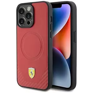 Tok Ferrari FEHMP15XPTER iPhone 15 Pro Max 6.7" red hardcase Carbon Metal Logo MagSafe (FEHMP15XPTER) kép