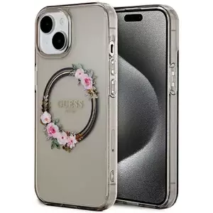 Tok Guess GUHMP15SHFWFCK iPhone 15 6.1" black hardcase IML Flowers Wreatch MagSafe (GUHMP15SHFWFCK) kép