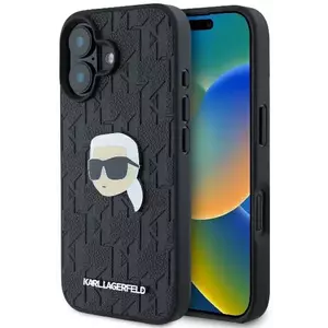 Tok Karl Lagerfeld KLHCP16SPGKLKIPK iPhone 16 6.1" black hardcase Monogram Karl Head Pin (KLHCP16SPGKLKIPK) kép