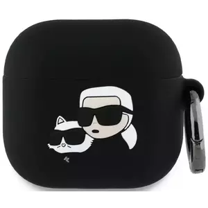 Tok Karl Lagerfeld KLA4RUNKCHK AirPods 4 cover black Silicone Karl&Chaupette Head 3D (KLA4RUNKCHK) kép